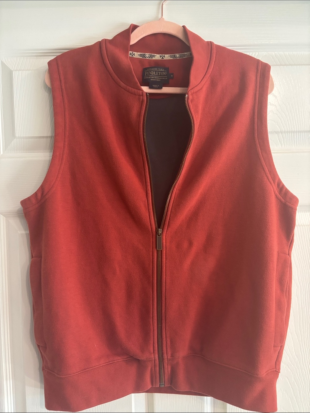 Pendleton Brick Red Women's Zip-Up Fleece Vest - Size Small